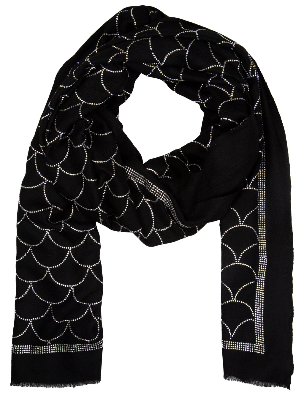 Black Pashmina Scarf with Swarovski - Scales Design