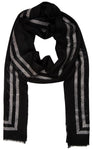 Black Pashmina Scarf with Black and Silver Swarovski - Striped Design