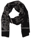 Black Pashmina Scarf with Swarovski - Paisley Design