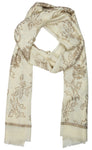 White Pashmina Scarf with Swarovski - Flower Design