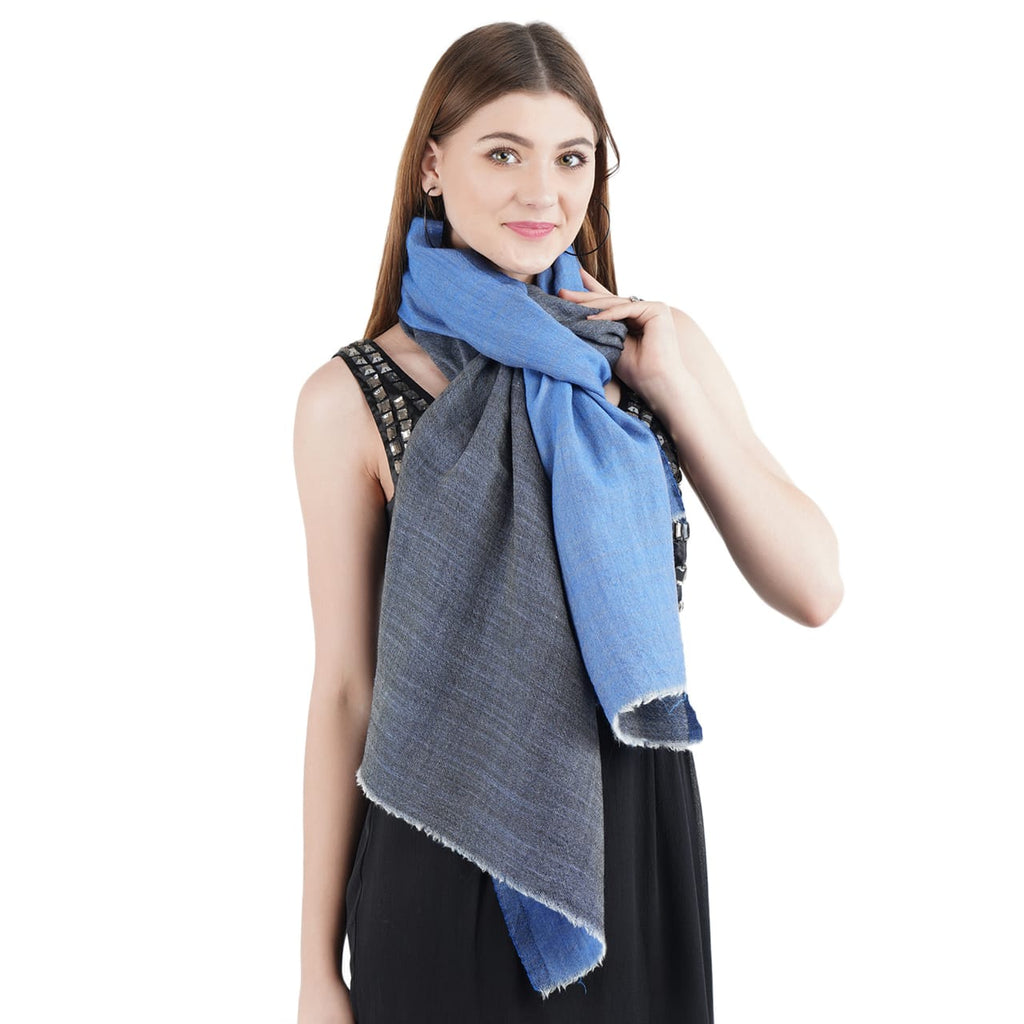 Fine Reversible Blue Pashmina Scarf